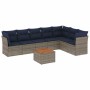 Set de sofás de jardín 8 pzas con cojines ratán sintético gris