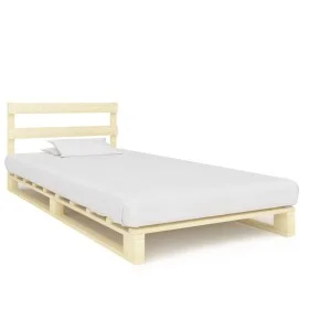Solid pine wood pallet bed frame 100x200 cm by vidaXL, Beds and slatted bases - Ref: Foro24-285242, Price: 97,61 €, Discount: %
