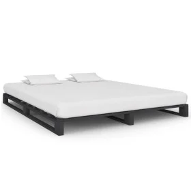 Pallet bed frame solid gray pine wood 160x200 cm by vidaXL, Beds and slatted bases - Ref: Foro24-285252, Price: 161,69 €, Dis...
