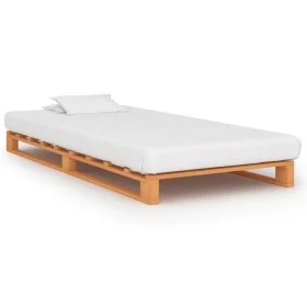 Solid pine wood pallet bed frame brown 100x200cm by vidaXL, Beds and slatted bases - Ref: Foro24-285263, Price: 93,36 €, Disc...