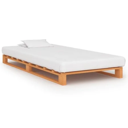 Estructura de cama de palets madera maciza pino marrón 90x200cm de vidaXL, Camas y somieres - Ref: Foro24-285262, Precio: 105...