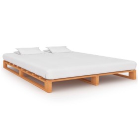 Estructura de cama de palés madera maciza pino marrón 160x200cm