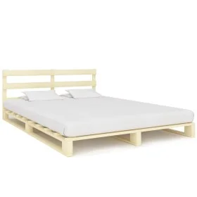Solid pine wood pallet bed frame 160x200 cm by vidaXL, Beds and slatted bases - Ref: Foro24-285245, Price: 157,94 €, Discount: %