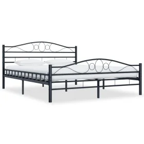 Estructura de cama de acero negro 160x200 cm de vidaXL, Camas y somieres - Ref: Foro24-285289, Precio: 164,14 €, Descuento: %