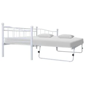 Bettgestell aus weißem Stahl, 180 x 200/90 x 200 cm von vidaXL, Betten und Lattenroste - Ref: Foro24-285308, Preis: 201,21 €,...