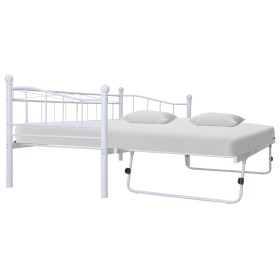 Estructura de cama de acero blanco 180x200/90x200 cm