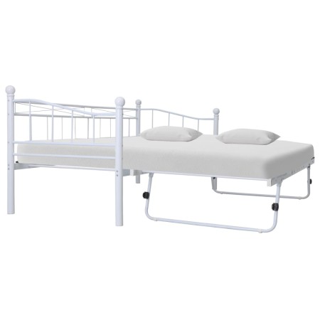 Bettgestell aus weißem Stahl, 180 x 200/90 x 200 cm von vidaXL, Betten und Lattenroste - Ref: Foro24-285308, Preis: 205,12 €,...