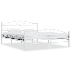 White metal bed frame 180x200 cm by vidaXL, Beds and slatted bases - Ref: Foro24-285305, Price: 141,78 €, Discount: %
