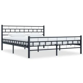 Estructura de cama de acero negra 140x200 cm de vidaXL, Camas y somieres - Ref: Foro24-285278, Precio: 125,89 €, Descuento: %
