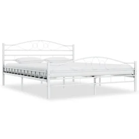 White metal bed frame 200x200 cm by vidaXL, Beds and slatted bases - Ref: Foro24-285306, Price: 143,75 €, Discount: %