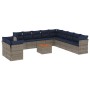 Set sofás de jardín con cojines 12 piezas ratán sintético gris