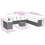 Set sofás de jardín con cojines 12 piezas ratán sintético gris