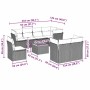 Set de sofás de jardín 8 piezas y cojines ratán sintético negro