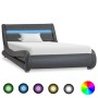 Bed frame with LED gray synthetic leather 100x200 cm by vidaXL, Beds and slatted bases - Ref: Foro24-285739, Price: 278,34 €,...