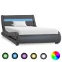Bed frame with LED gray synthetic leather 100x200 cm by vidaXL, Beds and slatted bases - Ref: Foro24-285739, Price: 271,61 €,...