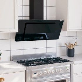 Stainless steel extractor hood black tempered glass 90 cm by vidaXL, Extractors - Ref: Foro24-51665, Price: 223,16 €, Discoun...