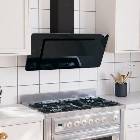 Stainless steel extractor hood black tempered glass 90 cm by vidaXL, Extractors - Ref: Foro24-51665, Price: 223,16 €, Discoun...