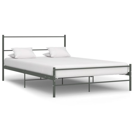 Estructura de cama de metal gris 160x200 cm de vidaXL, Camas y somieres - Ref: Foro24-286495, Precio: 108,02 €, Descuento: %