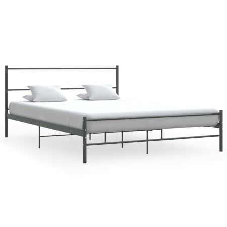 Estructura de cama de metal gris 140x200 cm de vidaXL, Camas y somieres - Ref: Foro24-286494, Precio: 98,24 €, Descuento: %