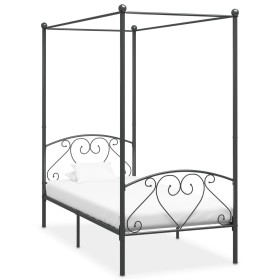 Estructura de cama con dosel metal gris 100x200 cm