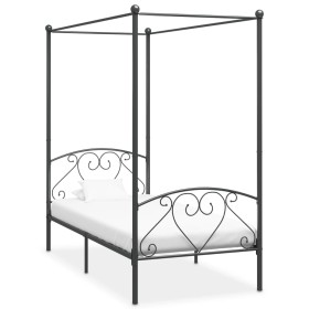 Gray metal canopy bed frame 100x200 cm by vidaXL, Beds and slatted bases - Ref: Foro24-284441, Price: 84,29 €, Discount: %