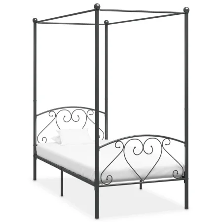 Gray metal canopy bed frame 100x200 cm by vidaXL, Beds and slatted bases - Ref: Foro24-284441, Price: 83,61 €, Discount: %