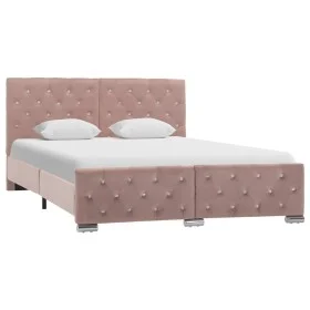 Estructura de cama de terciopelo rosa 140x200 cm de vidaXL, Camas y somieres - Ref: Foro24-286826, Precio: 328,71 €, Descuent...