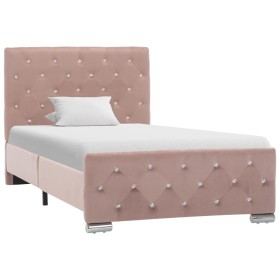 Estructura de cama de terciopelo rosa 90x200 cm