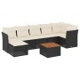 Set de sofás de jardín 8 piezas y cojines ratán sintético negro