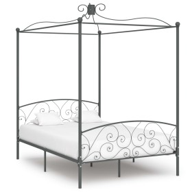 Estructura de cama con dosel metal gris 120x200 cm
