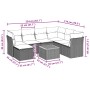 Set de sofás de jardín 8 piezas y cojines ratán sintético negro