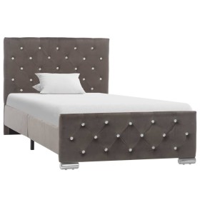 Estructura de cama de terciopelo gris 90x200 cm