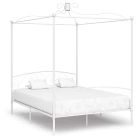 White metal canopy bed frame 160x200 cm by vidaXL, Beds and slatted bases - Ref: Foro24-284472, Price: 236,72 €, Discount: %