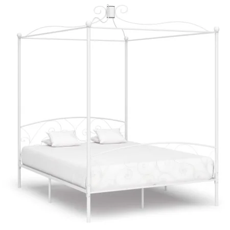 Weißer Himmelbettrahmen aus Metall, 160 x 200 cm von vidaXL, Betten und Lattenroste - Ref: Foro24-284472, Preis: 231,62 €, Ra...