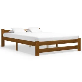 Solid pine wood bed frame honey brown 140x200 cm by vidaXL, Beds and slatted bases - Ref: Foro24-322008, Price: 108,61 €, Dis...