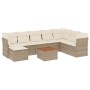 Set de sofás de jardín 9 pzas con cojines ratán sintético beige