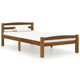 Solid pine wood bed frame honey brown 100x200 cm by vidaXL, Beds and slatted bases - Ref: Foro24-322076, Price: 108,65 €, Dis...