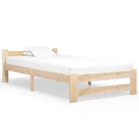 Solid pine wood bed frame 100x200 cm by vidaXL, Beds and slatted bases - Ref: Foro24-321992, Price: 93,21 €, Discount: %