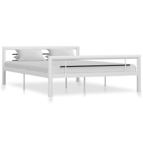 Black and white metal bed frame 160x200 cm by vidaXL, Beds and slatted bases - Ref: Foro24-284548, Price: 162,84 €, Discount: %
