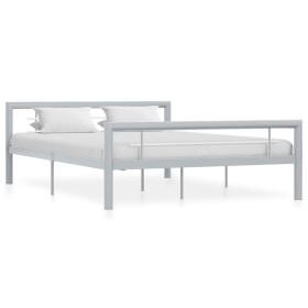 Gray and white metal bed frame 120x200 cm by vidaXL, Beds and slatted bases - Ref: Foro24-284558, Price: 113,62 €, Discount: %