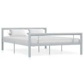 Gray and white metal bed frame 120x200 cm by vidaXL, Beds and slatted bases - Ref: Foro24-284558, Price: 88,96 €, Discount: %
