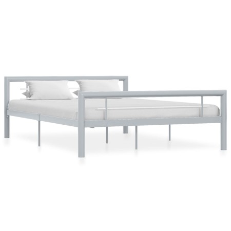 Grau-weißes Metallbettgestell 120x200 cm von vidaXL, Betten und Lattenroste - Ref: Foro24-284558, Preis: 113,62 €, Rabatt: %