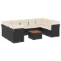 Set de sofás de jardín 10 pzas cojines ratán sintético negro