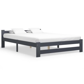 Estructura de cama madera maciza de pino gris oscuro 180x200 cm de vidaXL, Camas y somieres - Ref: Foro24-322024, Precio: 133...