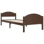 Dark brown solid pine wood bed frame 100x200 cm by vidaXL, Beds and slatted bases - Ref: Foro24-322042, Price: 127,97 €, Disc...