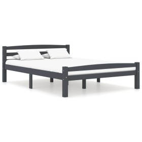 Dark gray pine solid wood bed frame 140x200 cm by vidaXL, Beds and slatted bases - Ref: Foro24-322092, Price: 132,52 €, Disco...