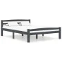 Dark gray pine solid wood bed frame 140x200 cm by vidaXL, Beds and slatted bases - Ref: Foro24-322092, Price: 130,89 €, Disco...