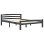 Dark gray pine solid wood bed frame 140x200 cm by vidaXL, Beds and slatted bases - Ref: Foro24-322092, Price: 132,43 €, Disco...