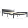 Dark gray pine solid wood bed frame 140x200 cm by vidaXL, Beds and slatted bases - Ref: Foro24-322092, Price: 132,43 €, Disco...