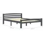 Dark gray pine solid wood bed frame 140x200 cm by vidaXL, Beds and slatted bases - Ref: Foro24-322092, Price: 130,89 €, Disco...
